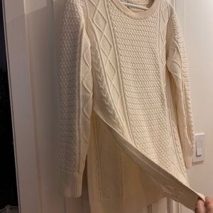 Guess Cream Textured Knit Sweater with dual side slits